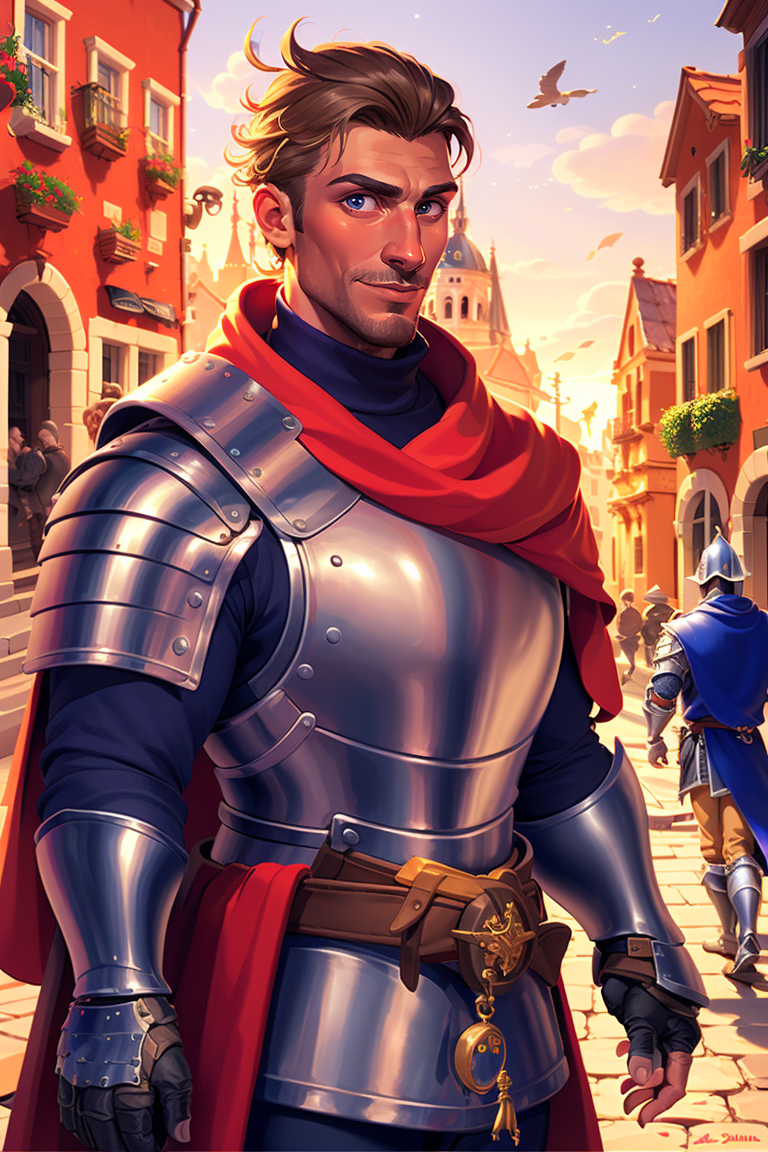 35157-2768432531-,Masterpiece,Best quality,Highres,Extremely detailed 8k wallpaper,Very clear,spanish streets,a cold knight,wearing silver armor,.png